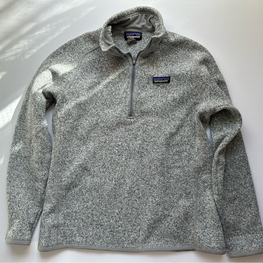 Adult Large Patagonia Better Sweater 1/4 Zip Birch White Grey Long Sleeve Jacket